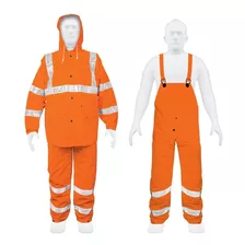 Conjunto Impermeable Doble Capa Naranja Con Reflejante, G