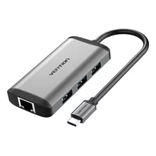 Vention - Hub Usbc Hdmi Usb3.0*3 Rj45 Pd Compatível Macbook