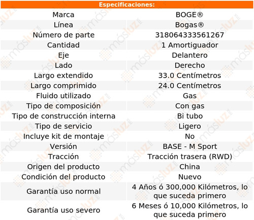 (1) Amortiguador Gas Der Del 128i L6 3.0l 08/13 Boge Bogas Foto 2