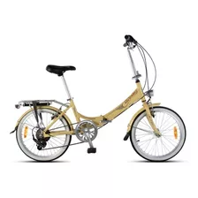 Bicicleta Plegable Plegable Aurora Folding Aurorita Classic - Retro R20 7v Frenos V-brakes Cambio Shimano Ft30 Color Beige Con Pie De Apoyo 