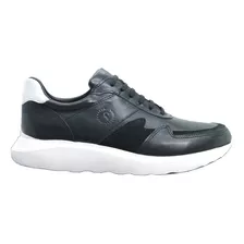 Liquida Zapatilla Hombre Cuero Negro C/gamuza Base Eva O C