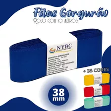 Fitas Gorgurão Para Laços Nº09 38mm - Rolo Com 10 Metros Cor Azul Royal-207 Liso 38mm