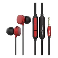 Fone De Ouvido P2 Somic Tone Bass Volume E Microfone Cor Vermelho