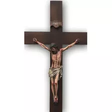  Cruz Cruxifiço Parede Em Madeira - Cristo 30cm Madeira 60cm