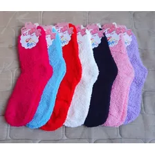 Meia Felpuda Feminina Coloridas Para Frio E Inverno