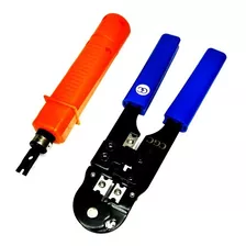 Kit Alicate De Crimpar Rj45 + Alicate Punch Down De Impacto