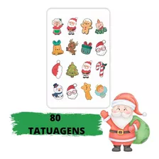 80 Tatuagem Temporária Infantil - Tema Natal 5 X 4 Cm