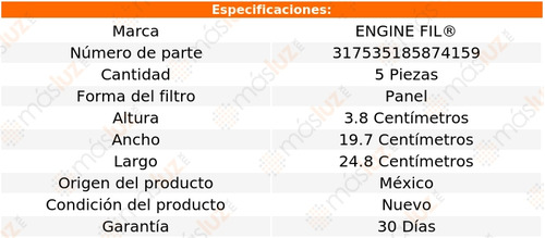 Paq 5 Filtros De Aire Fiat Palio 1.8l 4 Cil 2006 Engine Fil Foto 2