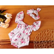 Body Bebê De Menina Infantil Mesversário Floral 100% Algodão