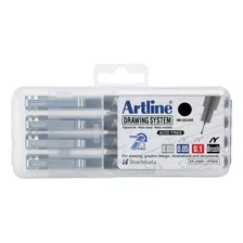 Set 4 Estilografos Artline 0.03, 0.05, 0.1 Mm Punta Pincel 