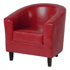 Butaca Sillón Sofá Poltrona 1 Cuerpo Living Comedor Pu Tempo Color Rojo