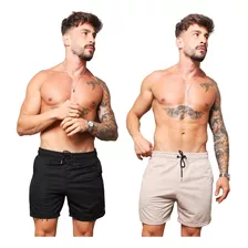 Bermuda Masculina Moletinho Shorts Casual Kit 2 Peças