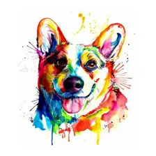 Pintura Numerada 40x50 Cachorro Aquarela Rsb8363