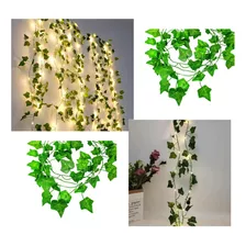 3 Cordao Hera Folha Planta Artificial Luz Led Fio Pisca Fixo