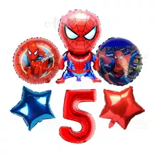 Pack.globos Spiderman X 5 ( Con Número Gigante)