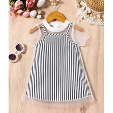 Vestido Infantil Menina Bebe Listrado Com Telinha 