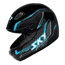 Capacete Nº60 Moto Fechado Sky Preto Azul Two Soldiel 