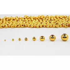 Cuentas Bola Lisa 8mm En Chapa De Oro 14k Bisuteria 100 Pzs