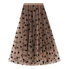 French Retro High Waist Loving Mesh Flocking Skirt