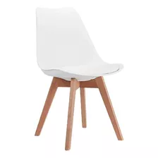 Silla Tipo Eames Acolchonada Con Patas De Madera Premium