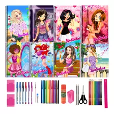 Kit 10 Cadernos Espiral Meninas Escolar 96 Folhas Capa Dura 