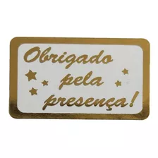 Etiqueta Adesiva Lembrancinha Obrigado Pela Presença 100 Un. Cor Dourado