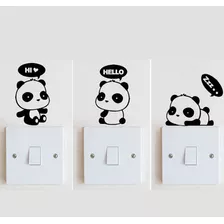 Vinilo Decorativo Llave De Luz Enchufe Oso Panda 3 Unidades