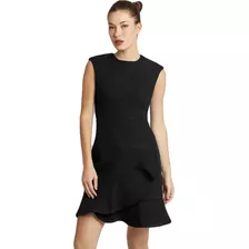 Vestido Corto Olán Negro Dama Formal Oficina 1092729 Moda