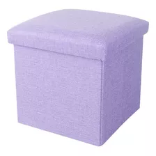 Puff Silla Cubo Organizador Plegable Con Cajón Almacenador Color Violeta