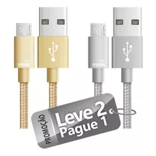 Cabo Micro Usb Reversível Premium 2m Gold + 1m Silver