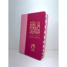 Bíblia Sagrada Slim Com Harpa Cpad Com Índice Lateral Bicolor Pink E Rosa 