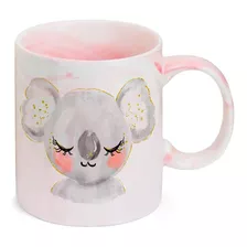 Caneca Marmorizada Rosa Coala Feliz Dormindo