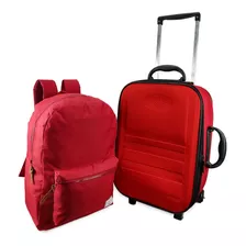 Kit Mala Viagem Pequena Com Mochila Escolar