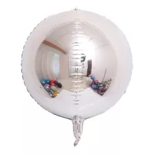 5 Balão Metalizado Bola Globo 4d Prata 87cm Decoração