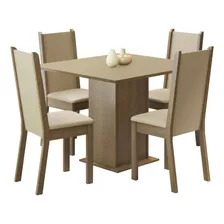 Mesa De Comedor Madesa Alana Mdja0400217gper Con 4 Sillas Color Rústico Crema Perla