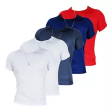 Kit 5 Camisas Masculina Blusa Academia Fitness Slim 