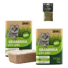 Kit 2 Graminhas Para Gato P/ Digestão E Pelos E 1 Catnip 1g