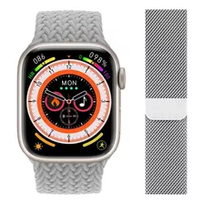 Combo Smart Watch Hk9 Pro Y Correa Metalica Color Gris