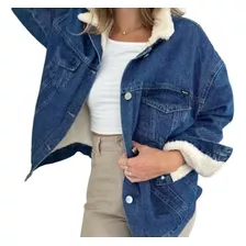 Campera De Jean Oversize Con Corderito De Mujer