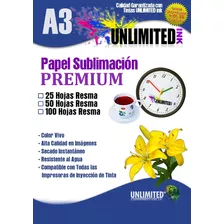 Papel A3 Premium Para Sublimar Secado Rapido Unlimited Ink