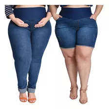 Kit 2 Peças Calça E Short Plus Size Gestante 1738-1731