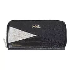 Billetera Mujer Parches Negro Corona