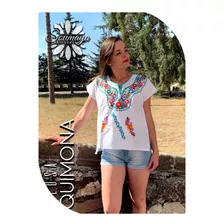 Preciosa Blusa Típica Mexicana Artesanal Bordada Dama