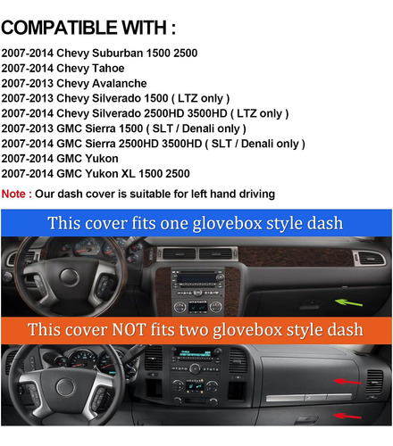 Hanlanka Dashboard Cover For Chevy Chevrolet Suburban/tahoe  Foto 2