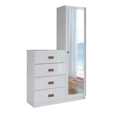 Cômoda De Quarto Estilo C/ 1 Porta C/ Espelho E 4 Gavetas 