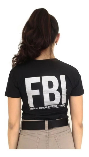 Camiseta Feminina Baby Look Preta Fbi Task Force