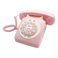 Teléfono Fijo Retro Rosa Diseño Rotativo Clásico Tel...