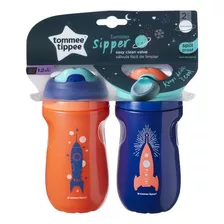 2 Vasos Antiderrame Tommee Tippee Tumblers Sippe 9oz +12m Color Azul Oscuro/naranja