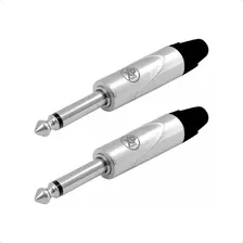 Par Conectores Ficha Plug Mono 6.5 1/4 Metal Bajo Ruido Pro