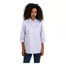 Blusa Ferrioni Para Dama Manga 3/4 Color Azul 100% Algodón